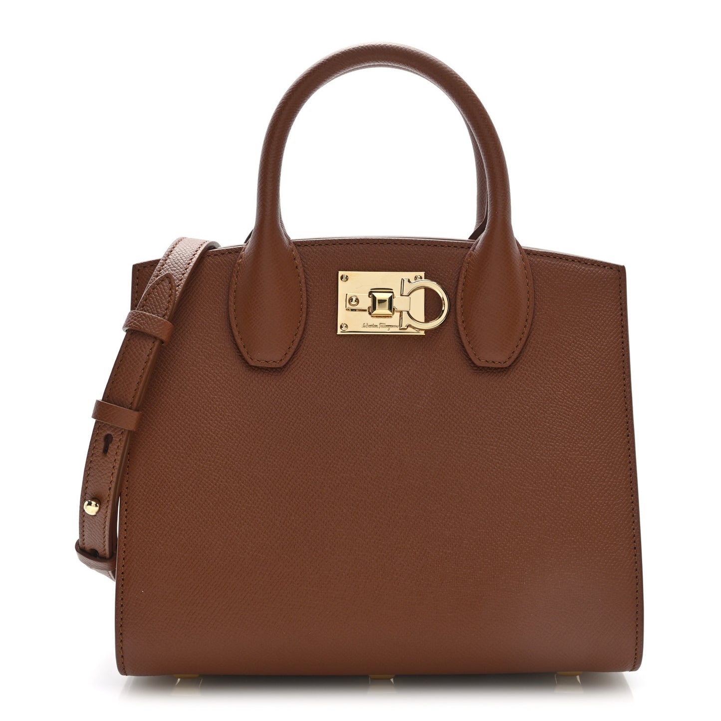 Hammered Calfskin Small The Studio Box Bag New Cognac