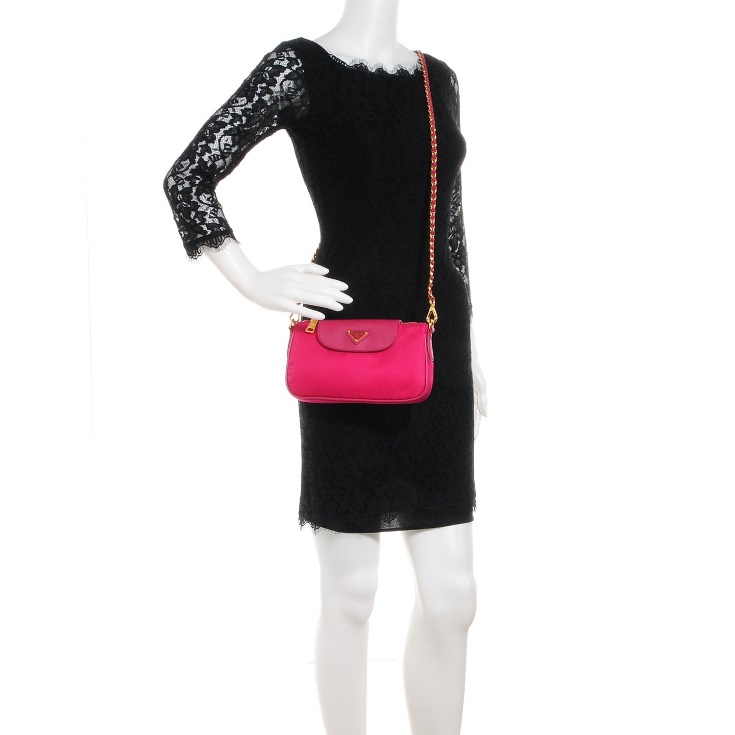 Prada Tessuto Nylon Saffiano Crossbody Bag Ibisco 2 of 10