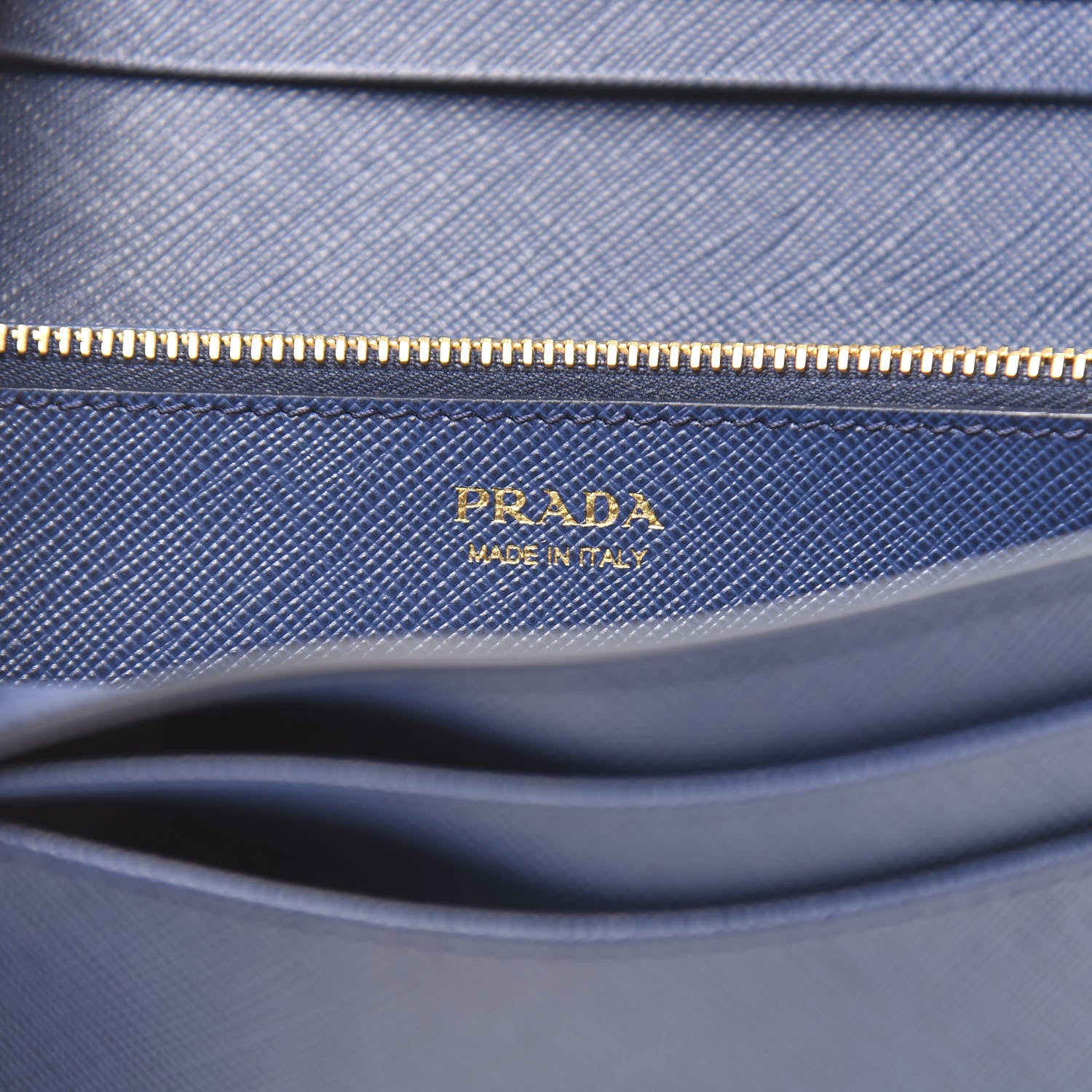 Prada Saffiano Shine Monochrome Continental Wallet Bleuette 7 of 7