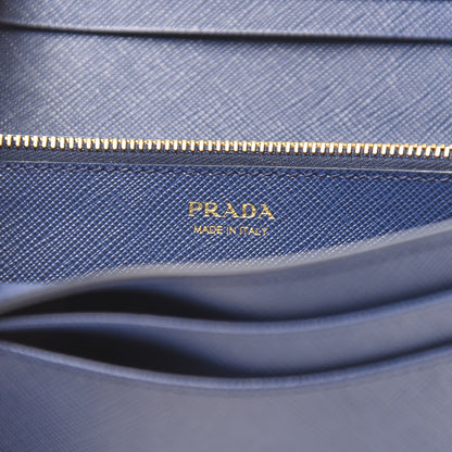 Prada Saffiano Shine Monochrome Continental Wallet Bleuette 7 of 7
