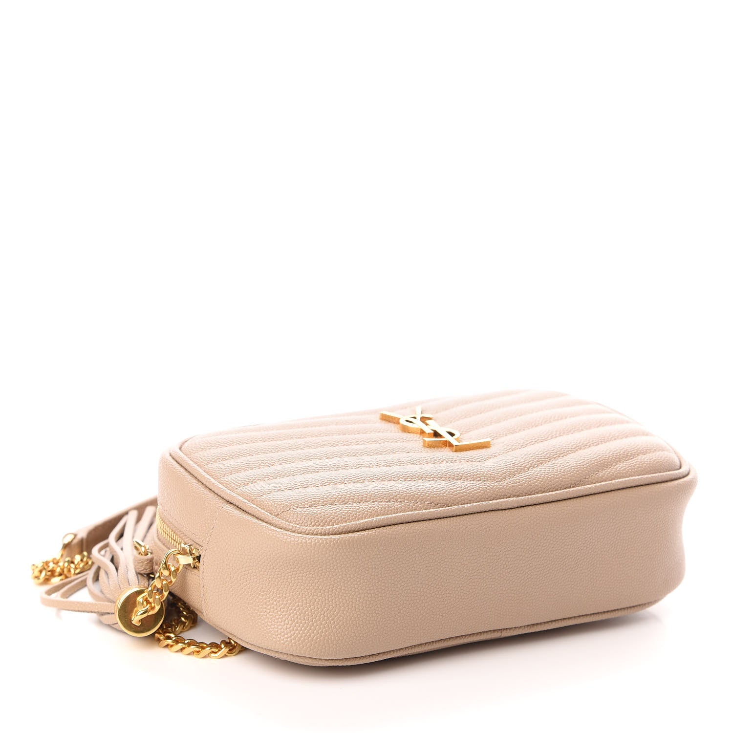 Saint Laurent Grain De Poudre Matelasse Monogram Mini Lou Camera Bag Dark Beige 4 of 9