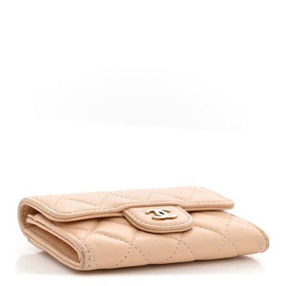 Chanel Lambskin Quilted Flap Card Holder Wallet Beige 4 of 9