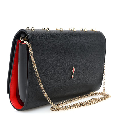 Christian Louboutin Grained Calfskin Spikes Loubinthesky Paloma Wallet On Chain Black Multimetal 3 of 9