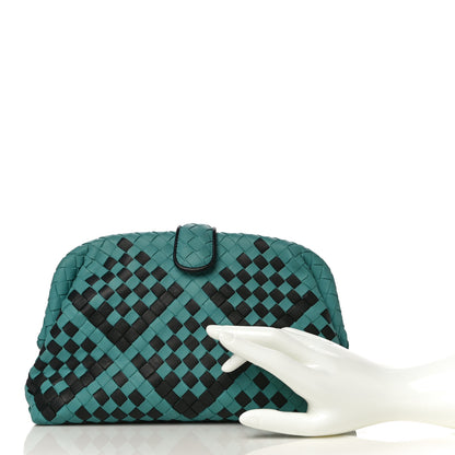 Bottega Veneta Nappa Intrecciato The Lauren 1980 Clutch Aqua Black 2 of 10