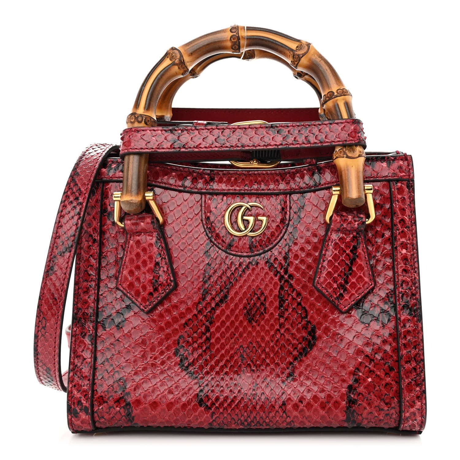 Gucci Snakeskin Mini Diana Tote Bag Red 1 of 9