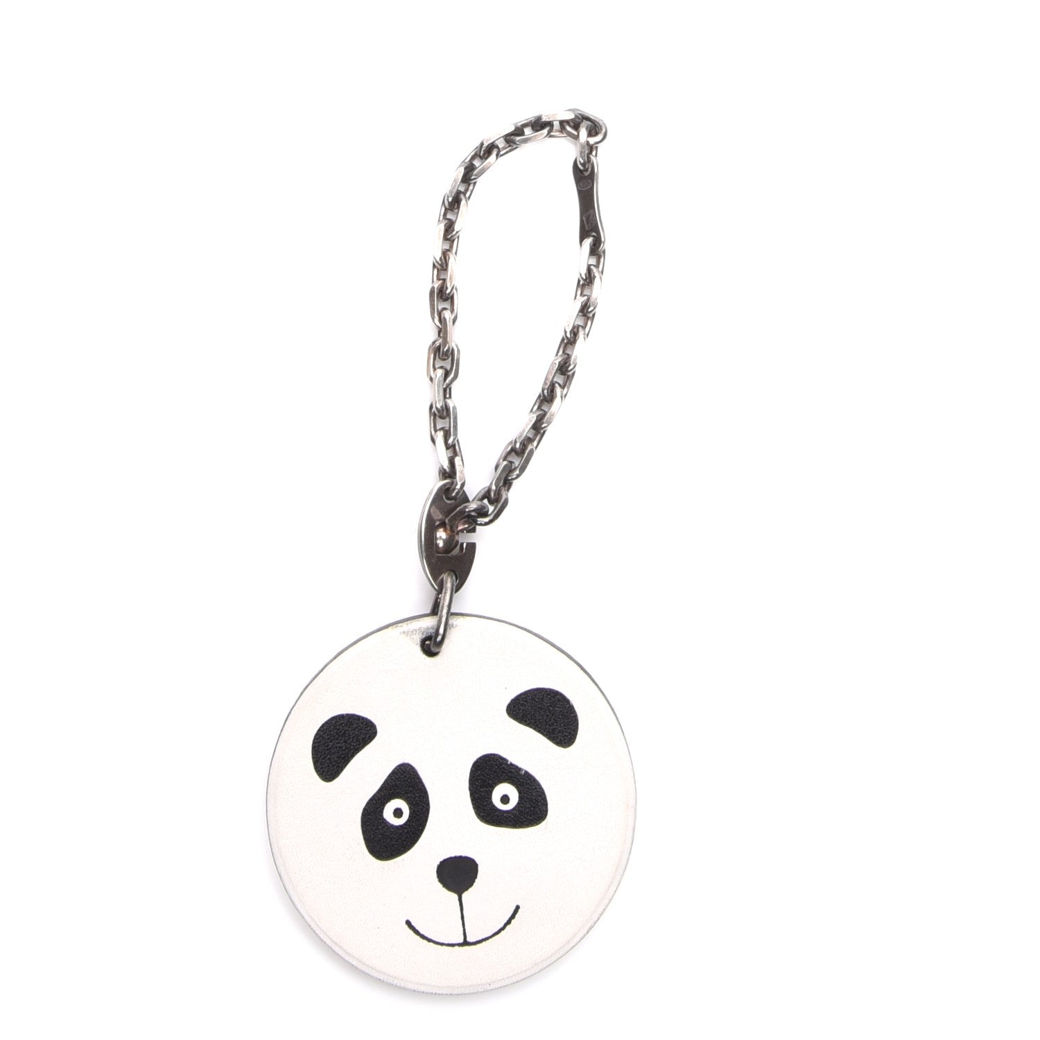 Hermes Swift Panda Key Chain Bag Charm Black White 1 of 5
