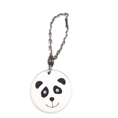 Hermes Swift Panda Key Chain Bag Charm Black White 1 of 5