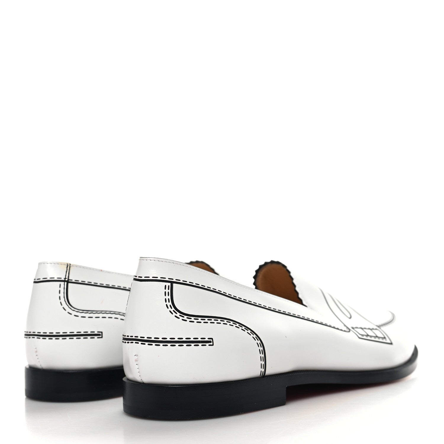 Christian Louboutin Calfskin Women Mocalaureat Trompl L'oeil Loafers 38 White 4 of 7