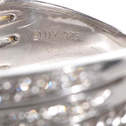 David Yurman Sterling Silver Pave Diamond 11mm Crossover Cable Ring 6.5 5 of 5