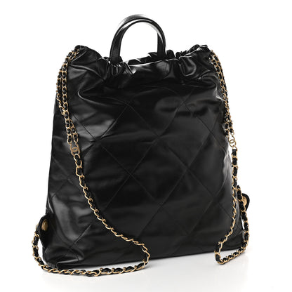 Chanel Shiny Calfskin Quilted Chanel 22 Backpack Black 3 of 10