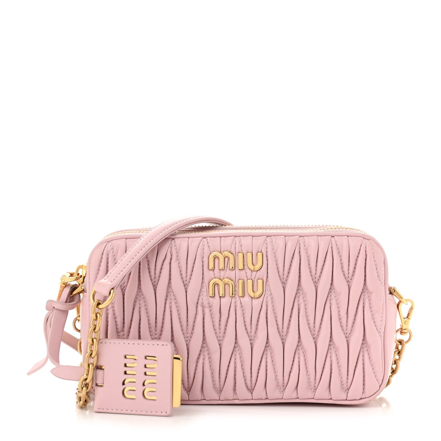Nappa Matelasse Double Zip Chain Shoulder Bag Alabastro