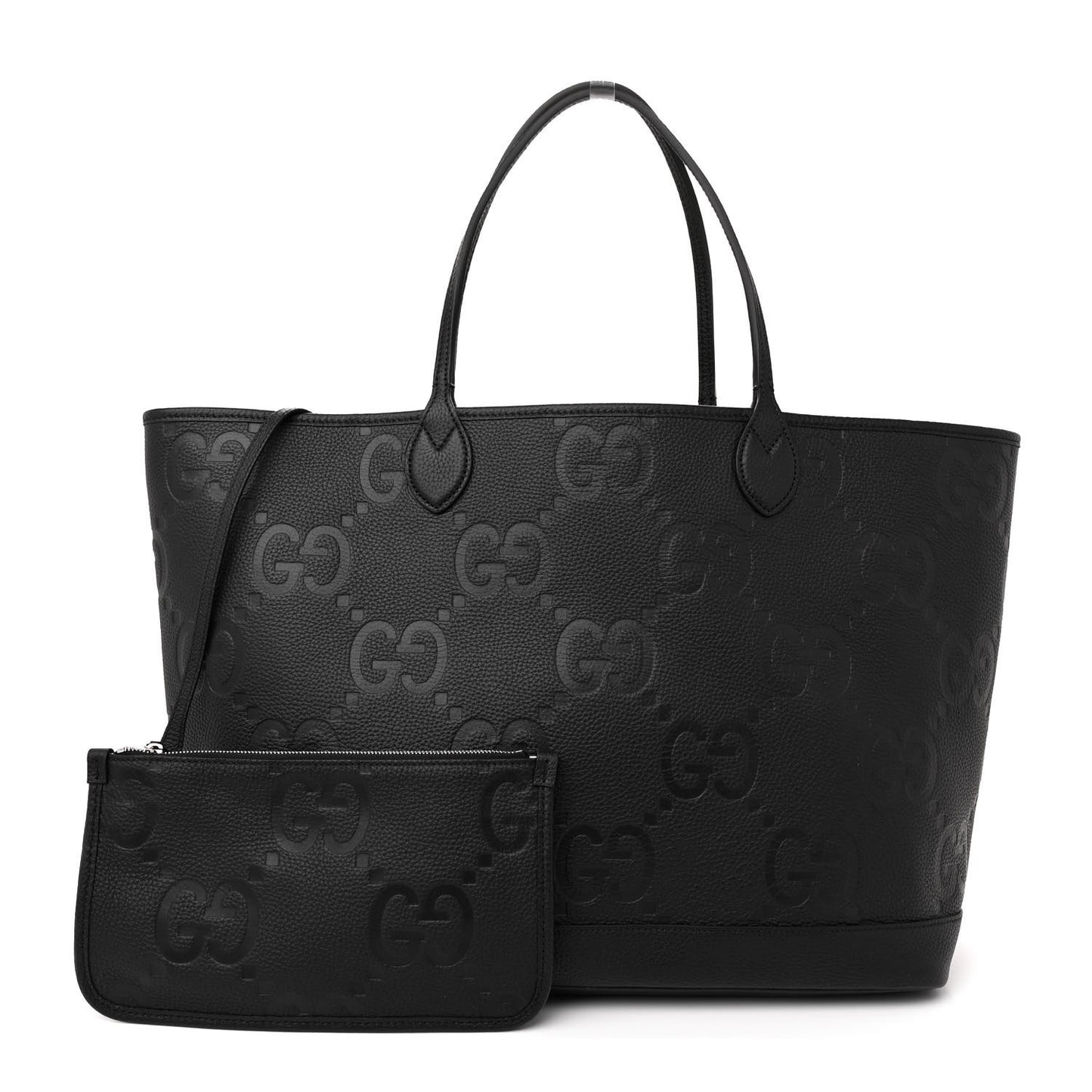 Monogram Jumbo GG Calfskin Web Large Shopping Tote Black