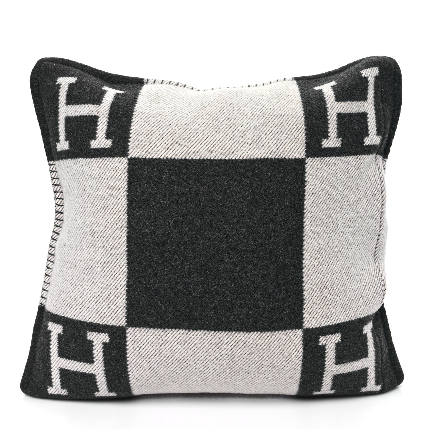 Hermes Wool Cashmere Avalon Pillow PM Ecru Gris Fonce 2 of 3