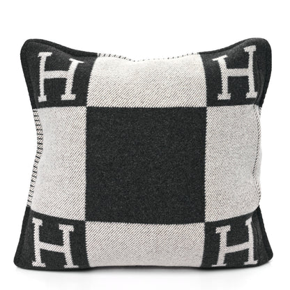 Hermes Wool Cashmere Avalon Pillow PM Ecru Gris Fonce 2 of 3