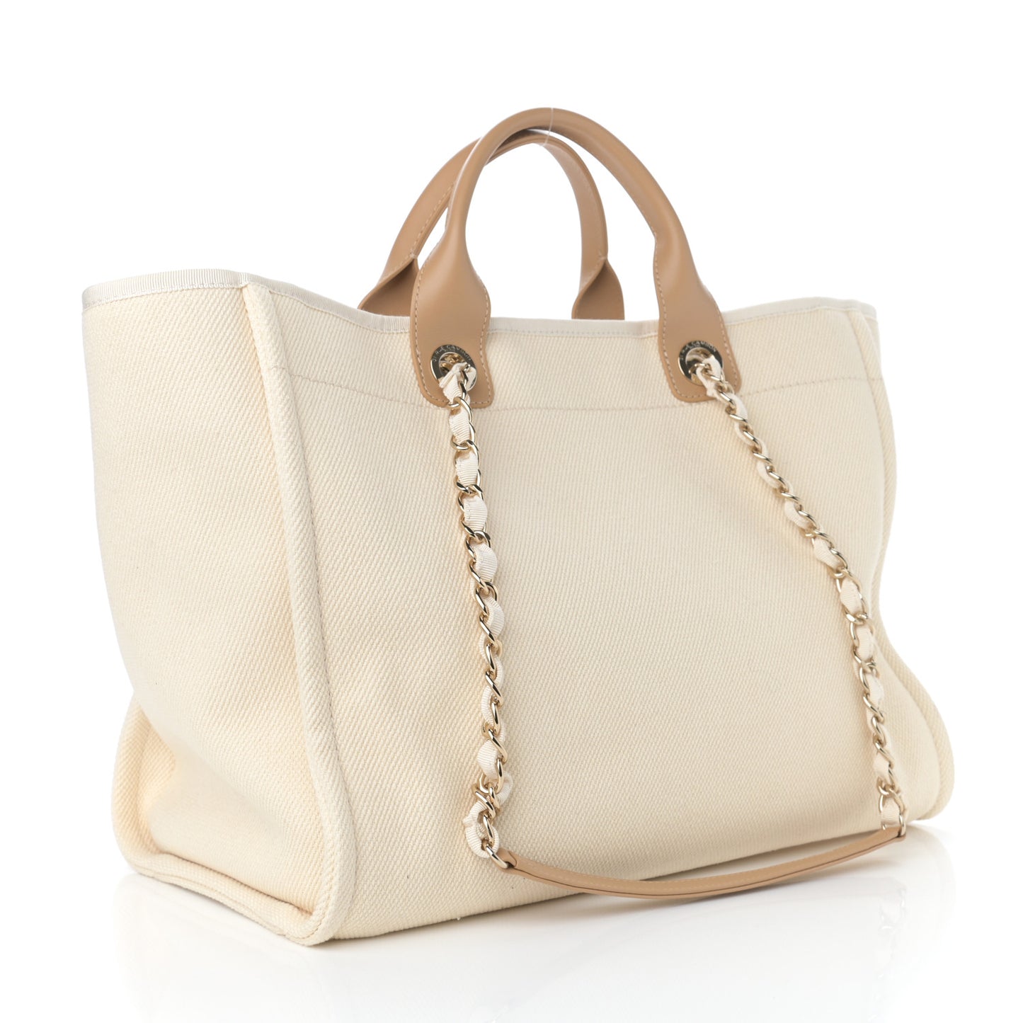 Canvas Pearl Medium Deauville Tote Ecru Beige