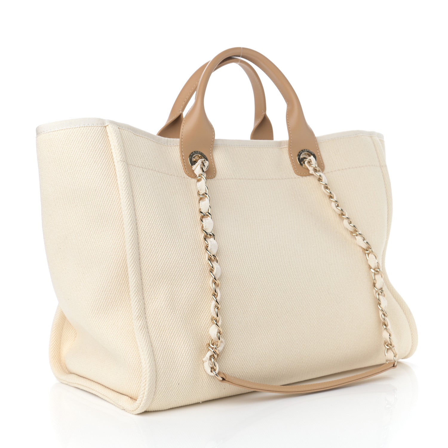 Chanel Canvas Pearl Medium Deauville Tote Ecru Beige 3 of 10