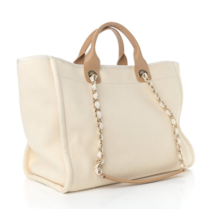 Chanel Canvas Pearl Medium Deauville Tote Ecru Beige 3 of 10