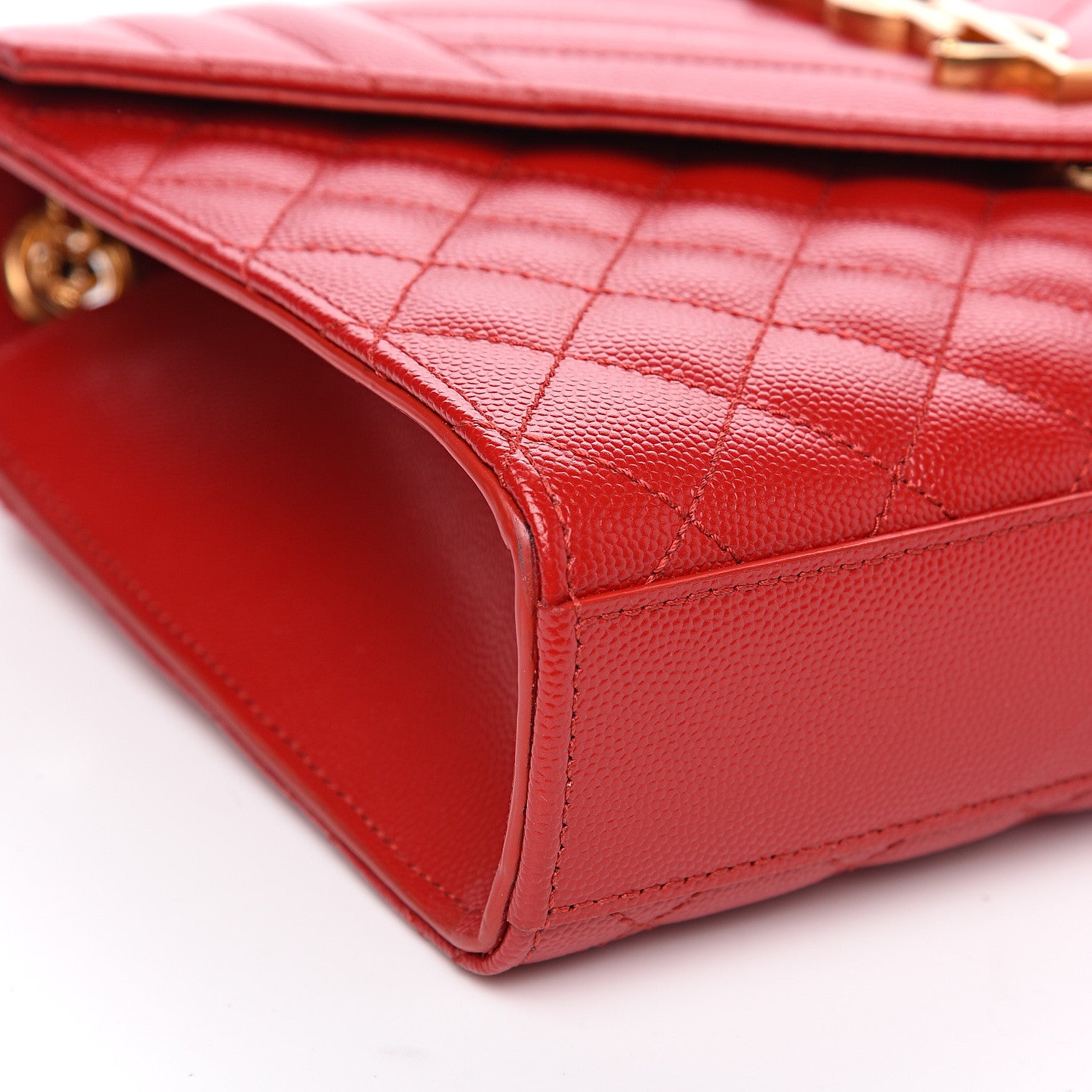 Saint Laurent Grain De Poudre Textured Mixed Matelasse Triquilt Medium Monogram Satchel New Red 7 of 8