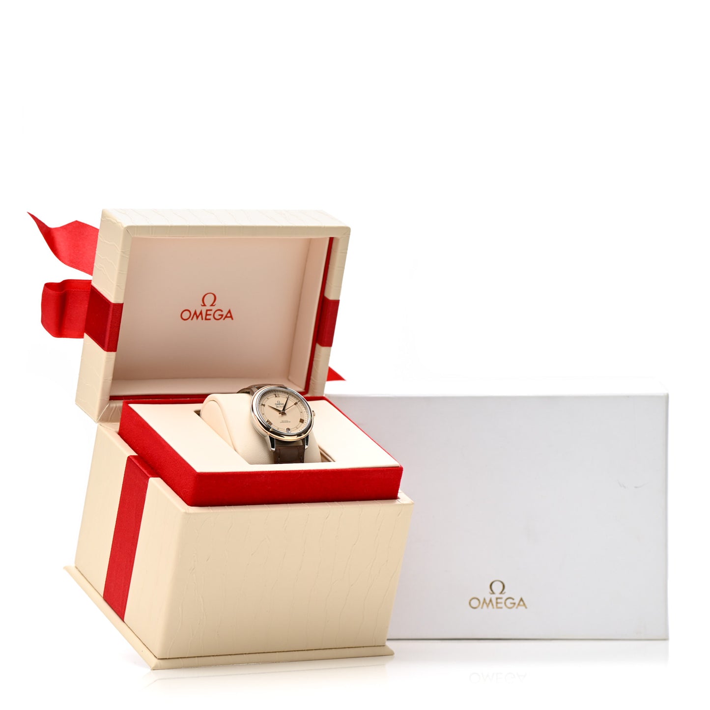 Stainless Steel 18K Red Gold Alligator 33mm De Ville Prestige Automatic Watch 424.23.33.20.09.001