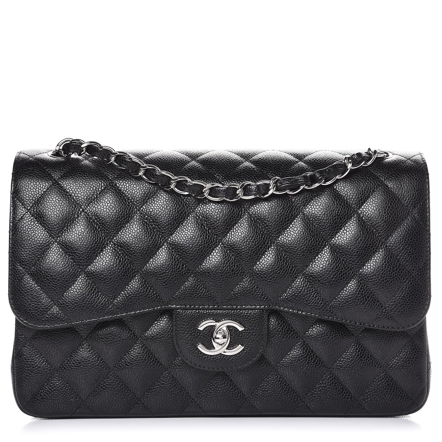 Caviar Quilted Jumbo Double Flap Black