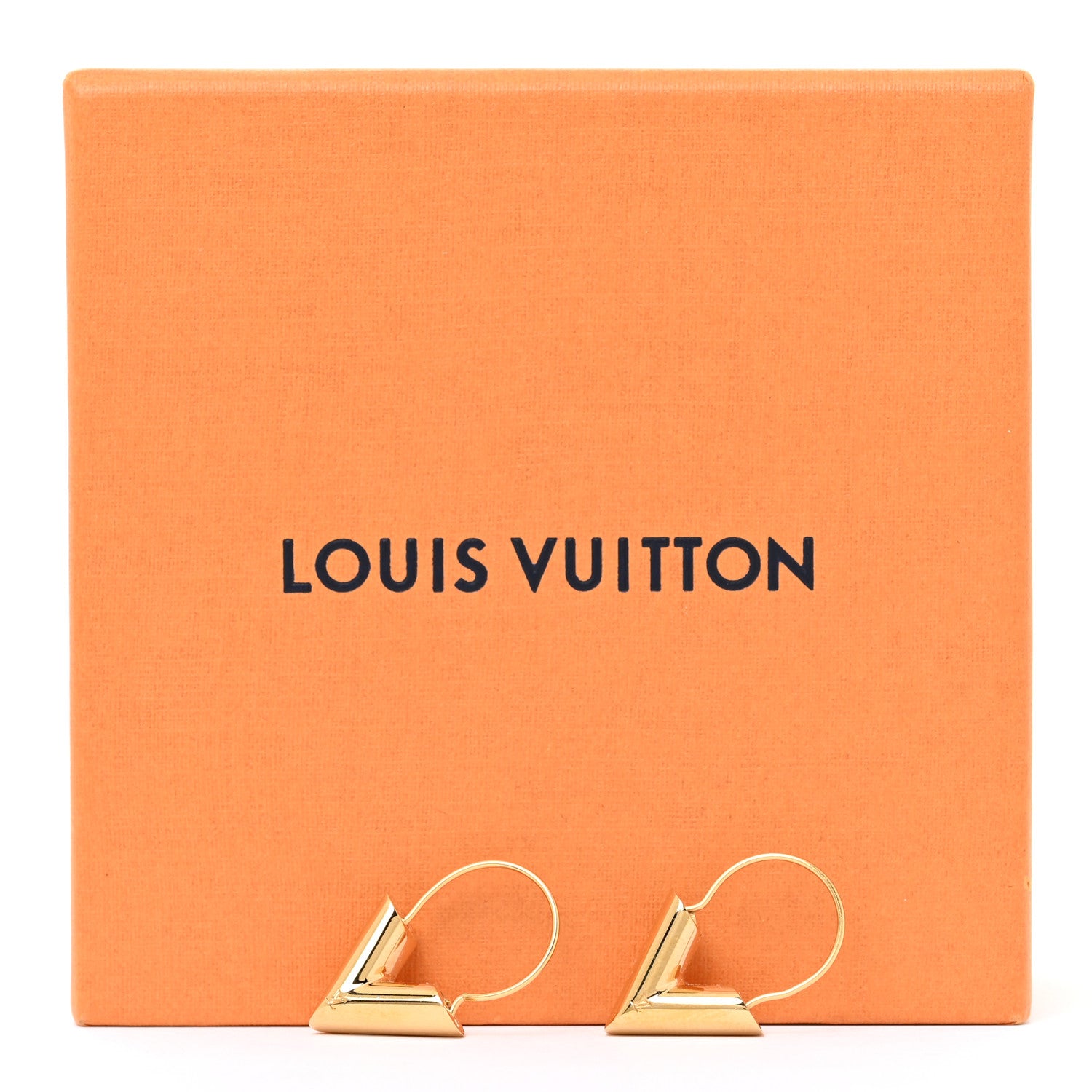 Louis Vuitton Brass Essential V Hoop Earrings Gold 6 of 6
