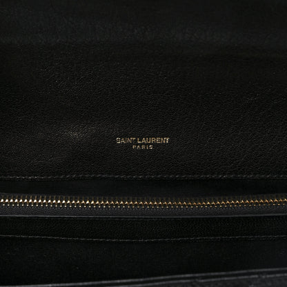 Saint Laurent Sheepskin Matelasse Chevron Monogram Large College Satchel Black 6 of 12