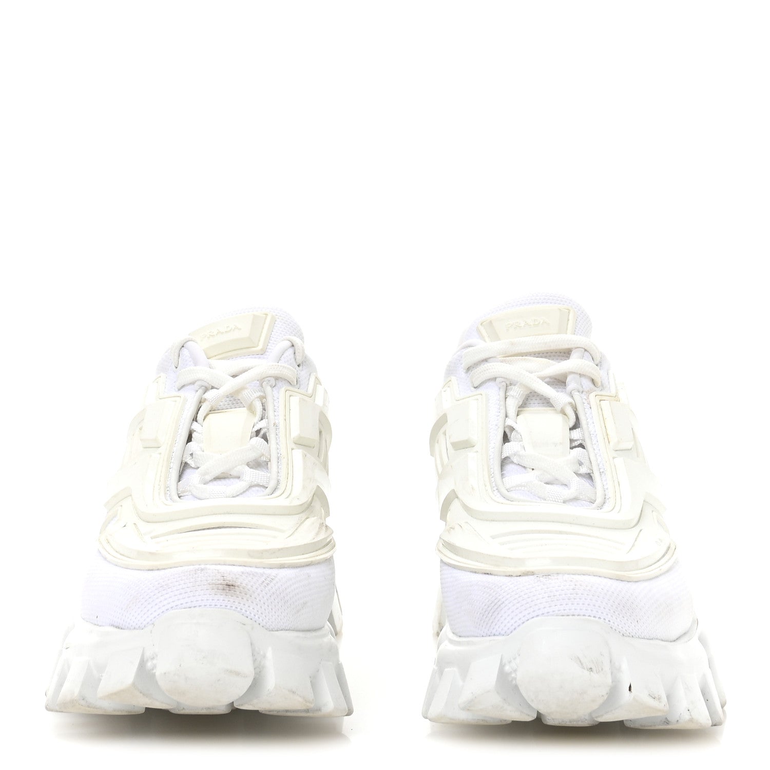 Prada Rubber Technical Knit Fabric Cloudbust Thunder Sneakers 39 White 3 of 7