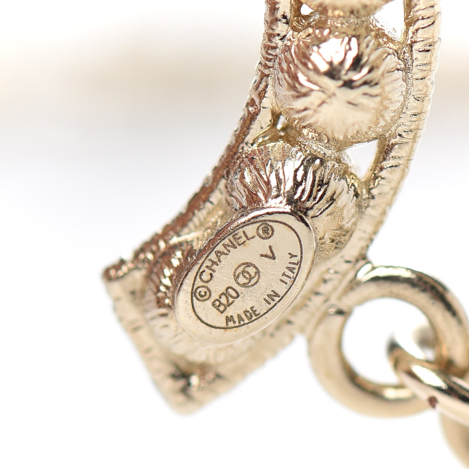 Chanel Crystal Cha-Nel Logo Drop Earrings Gold 4 of 4