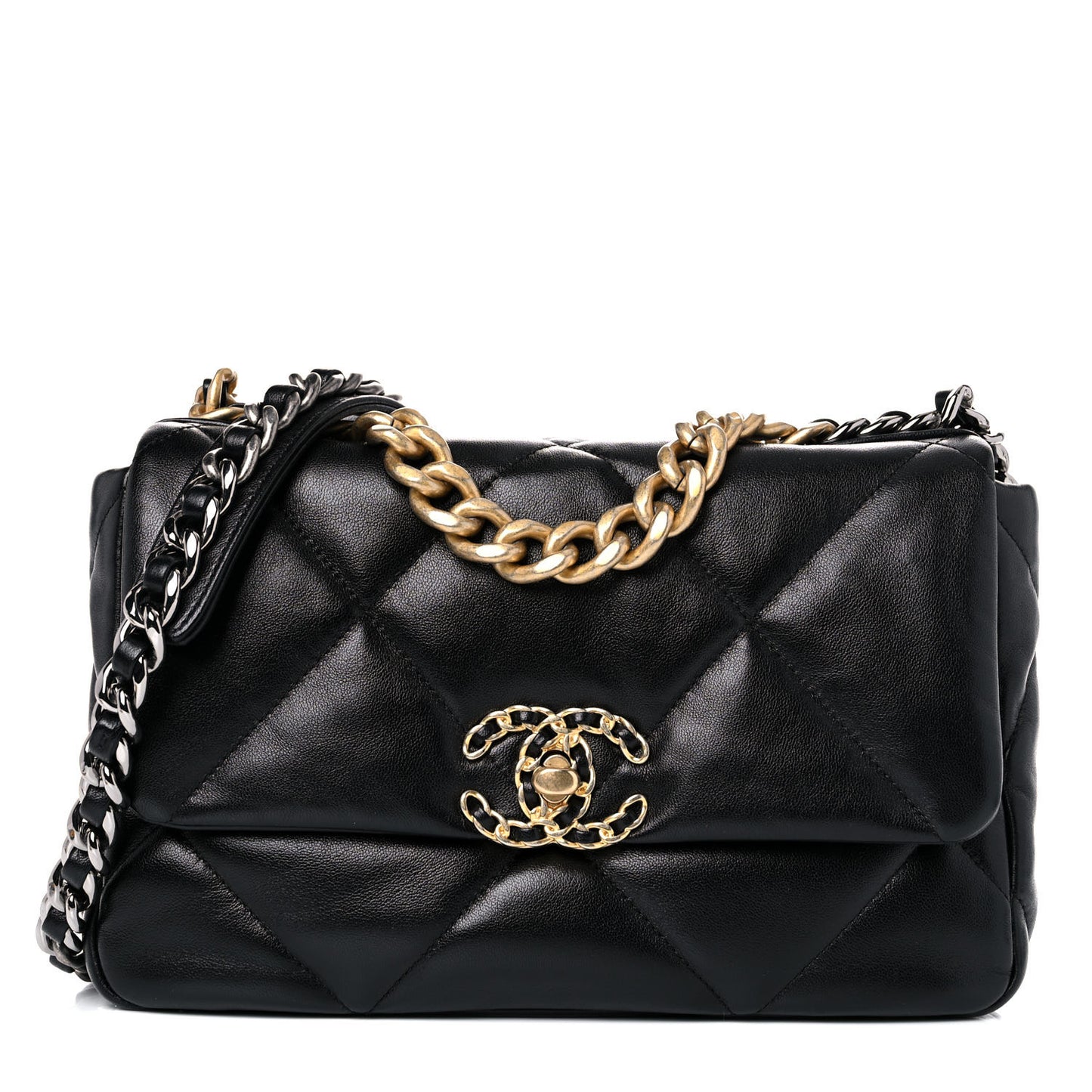 Lambskin Quilted Medium Chanel 19 Flap Black