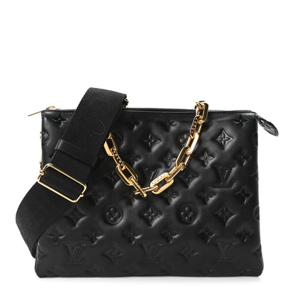 Louis Vuitton Lambskin Embossed Monogram Coussin PM Black 1 of 10