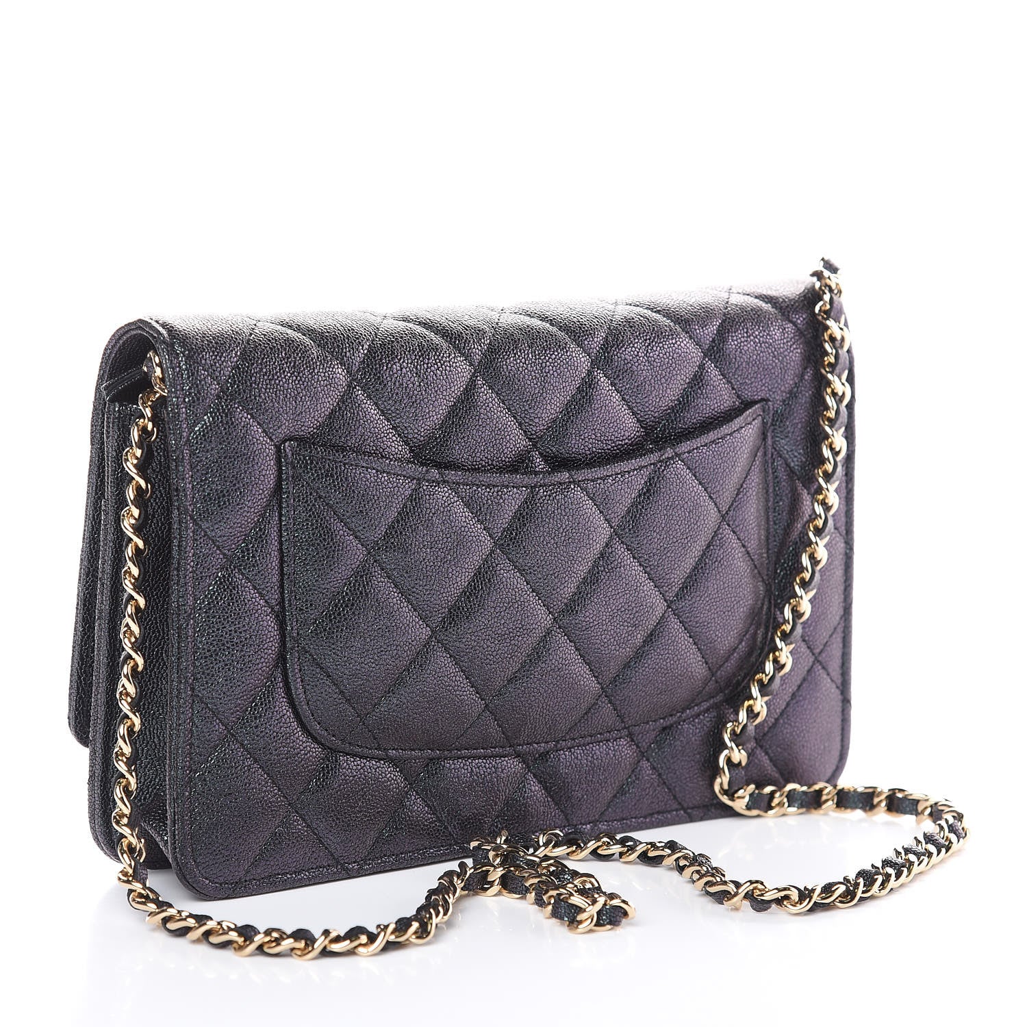 Chanel Iridescent Caviar Quilted Wallet On Chain WOC Black 3 of 11