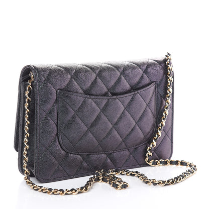 Chanel Iridescent Caviar Quilted Wallet On Chain WOC Black 3 of 11