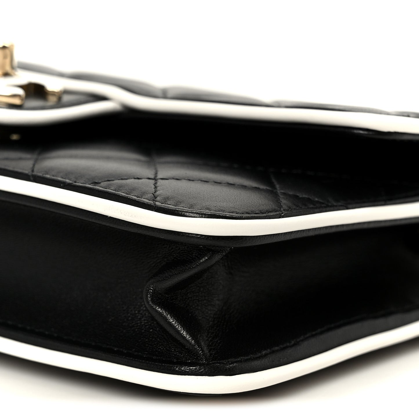 Lambskin Quilted Resin CC Mini Flap Bag Black White