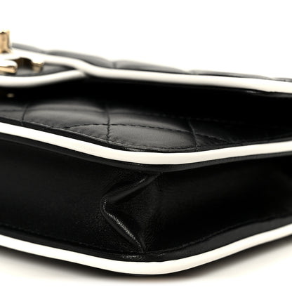 Chanel Lambskin Quilted Resin CC Mini Flap Bag Black White 11 of 12