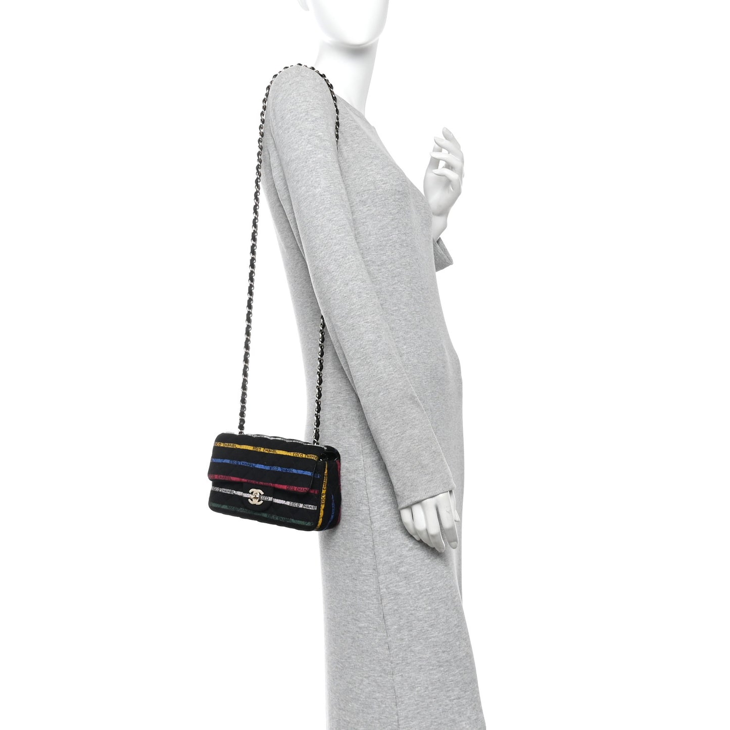 Jersey Quilted Mini Rectangular Flap Black Multicolor