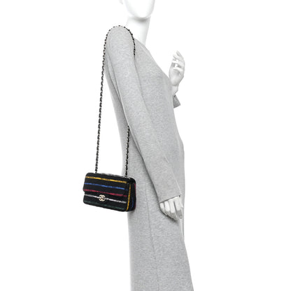 Chanel Jersey Quilted Mini Rectangular Flap Black Multicolor 2 of 10
