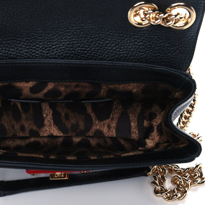 Dolce & Gabbana Calfskin Leopard Print Lucia Shoulder Bag Black 5 of 10