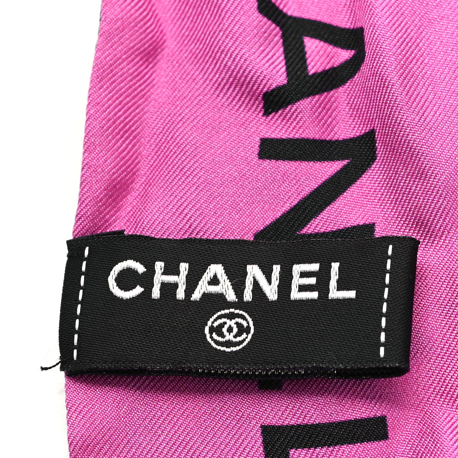 Chanel Silk CC Slim Bandeau Scarf Black Green Pink 3 of 4