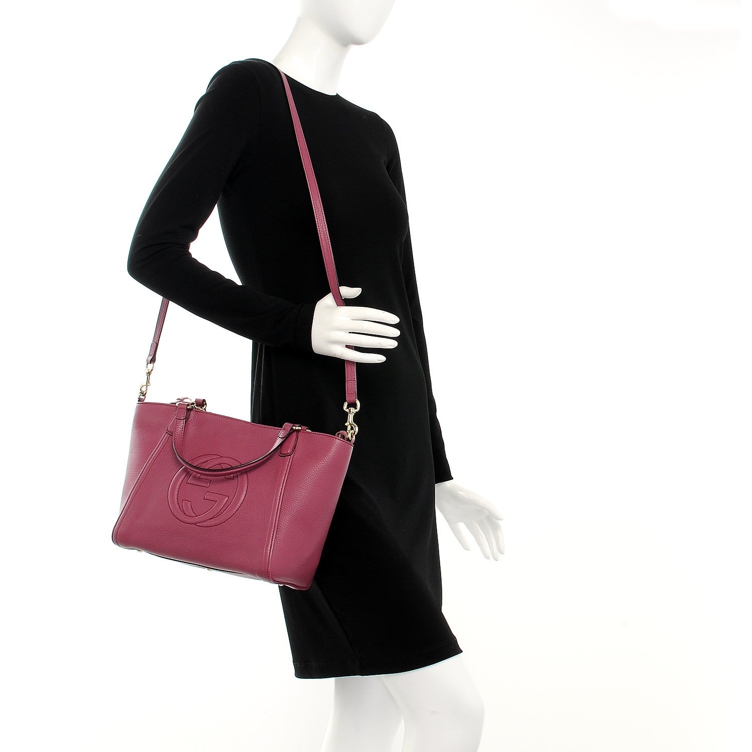 Gucci Pebbled Calfskin Small Soho Top Handle Bag Peonia Flower 2 of 8