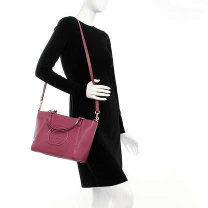 Gucci Pebbled Calfskin Small Soho Top Handle Bag Peonia Flower 2 of 8
