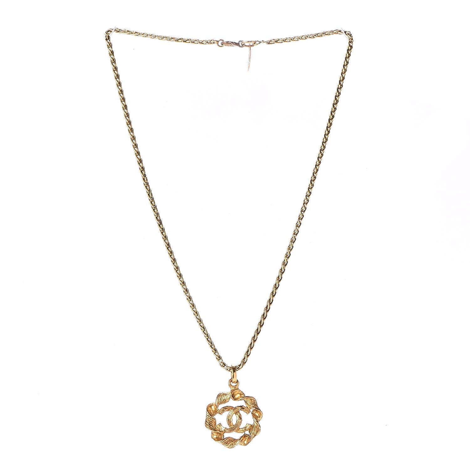 Chanel CC Logo Pendant Necklace Gold 3 of 5