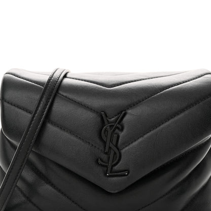 Saint Laurent Calfskin Y Quilted Monogram Monochrome Toy Loulou Crossbody Bag Black 9 of 12