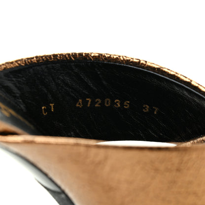 Saint Laurent Metallic Calfskin Mule Sandals 37 Chestnut 8 of 10