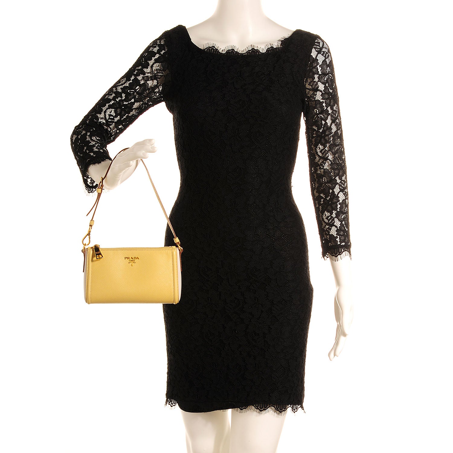 Prada Saffiano Colour Bi-Color Pochette Ananas Talco 2 of 9