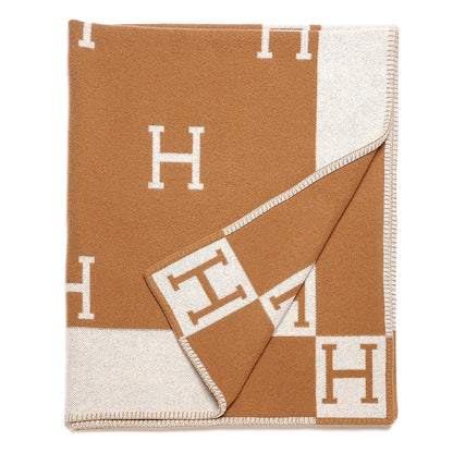 Hermes Wool Cashmere New Classic Avalon Blanket Ecru Camel 1 of 4