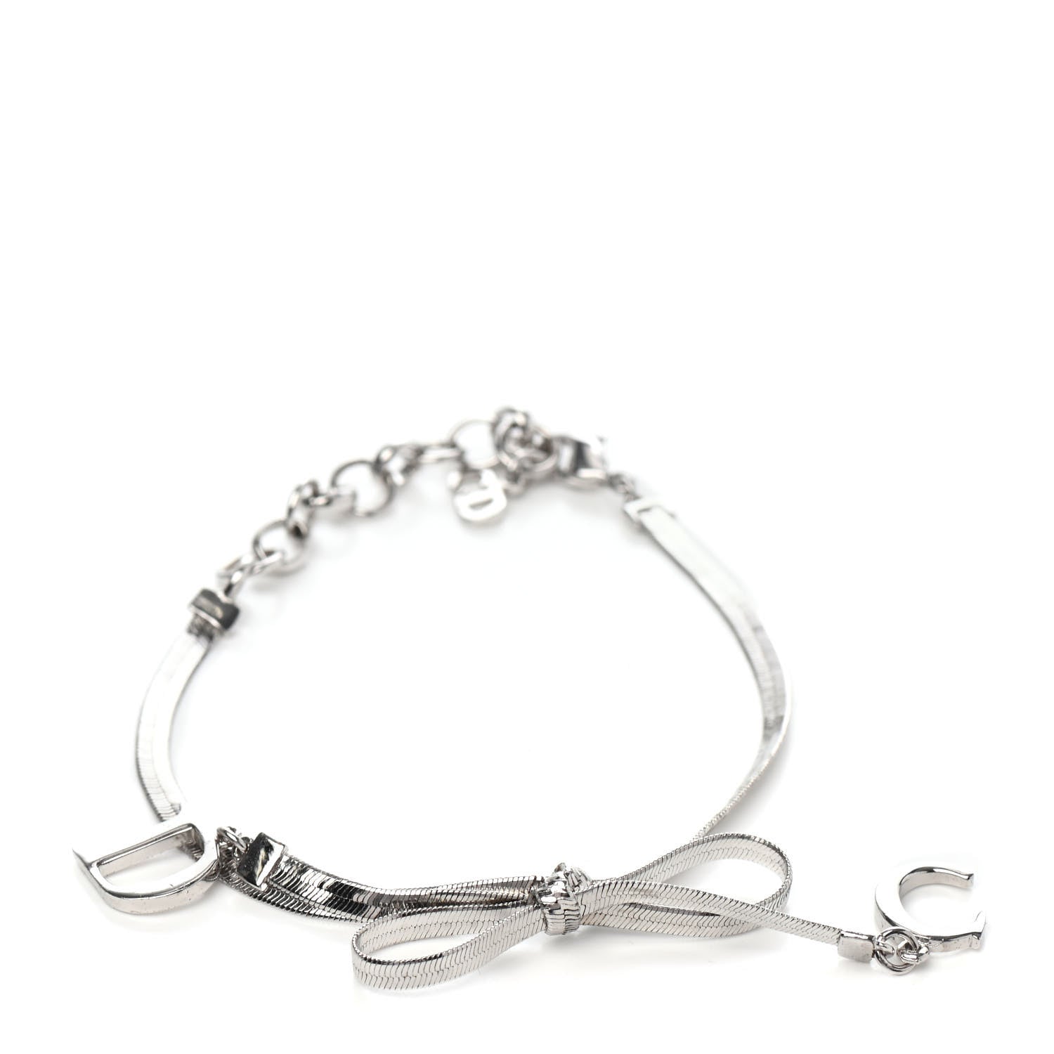 Christian Dior Bow CD Logo Bracelet Silver 1 of 3