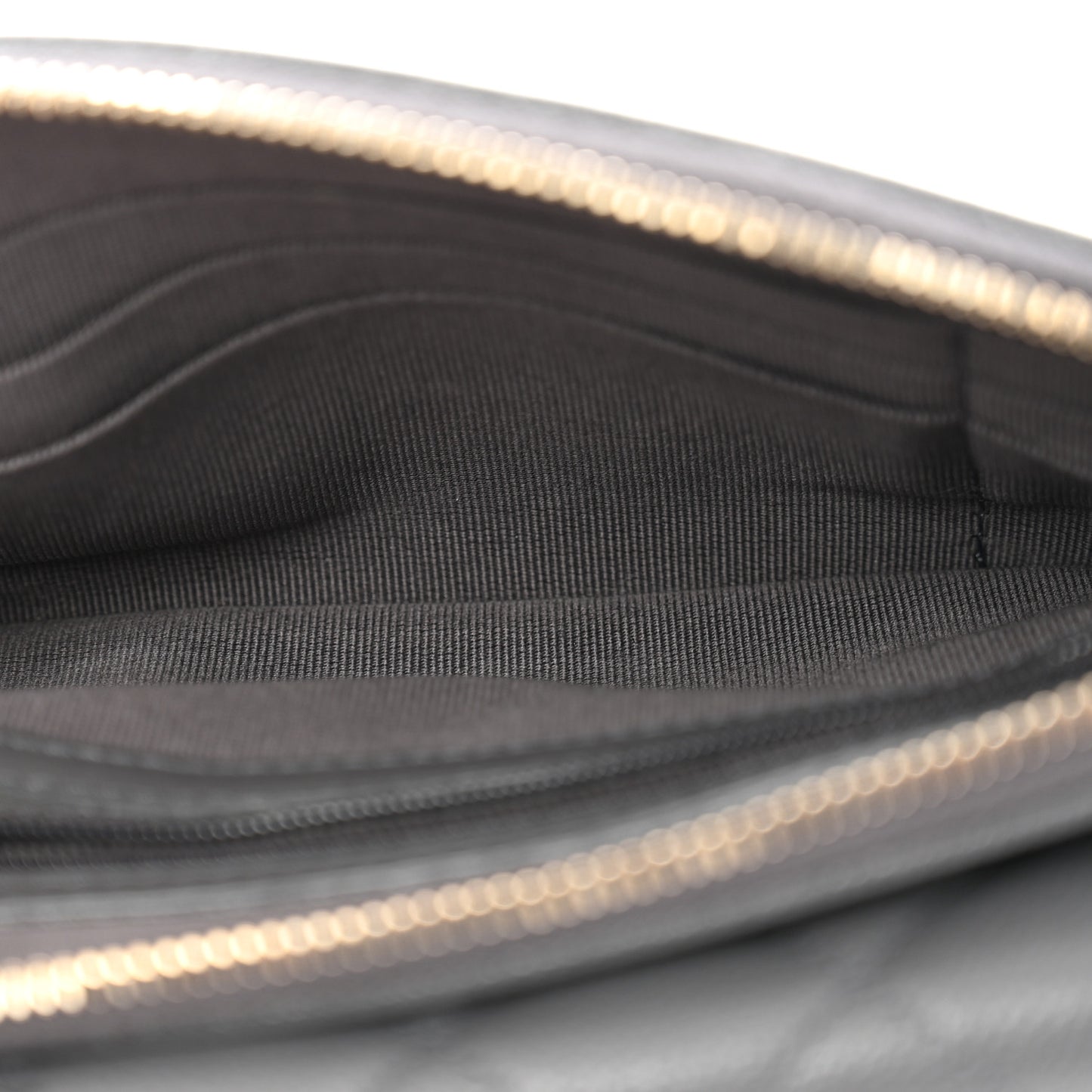 Caviar Quilted Flap Phone Holder With Chain Grey