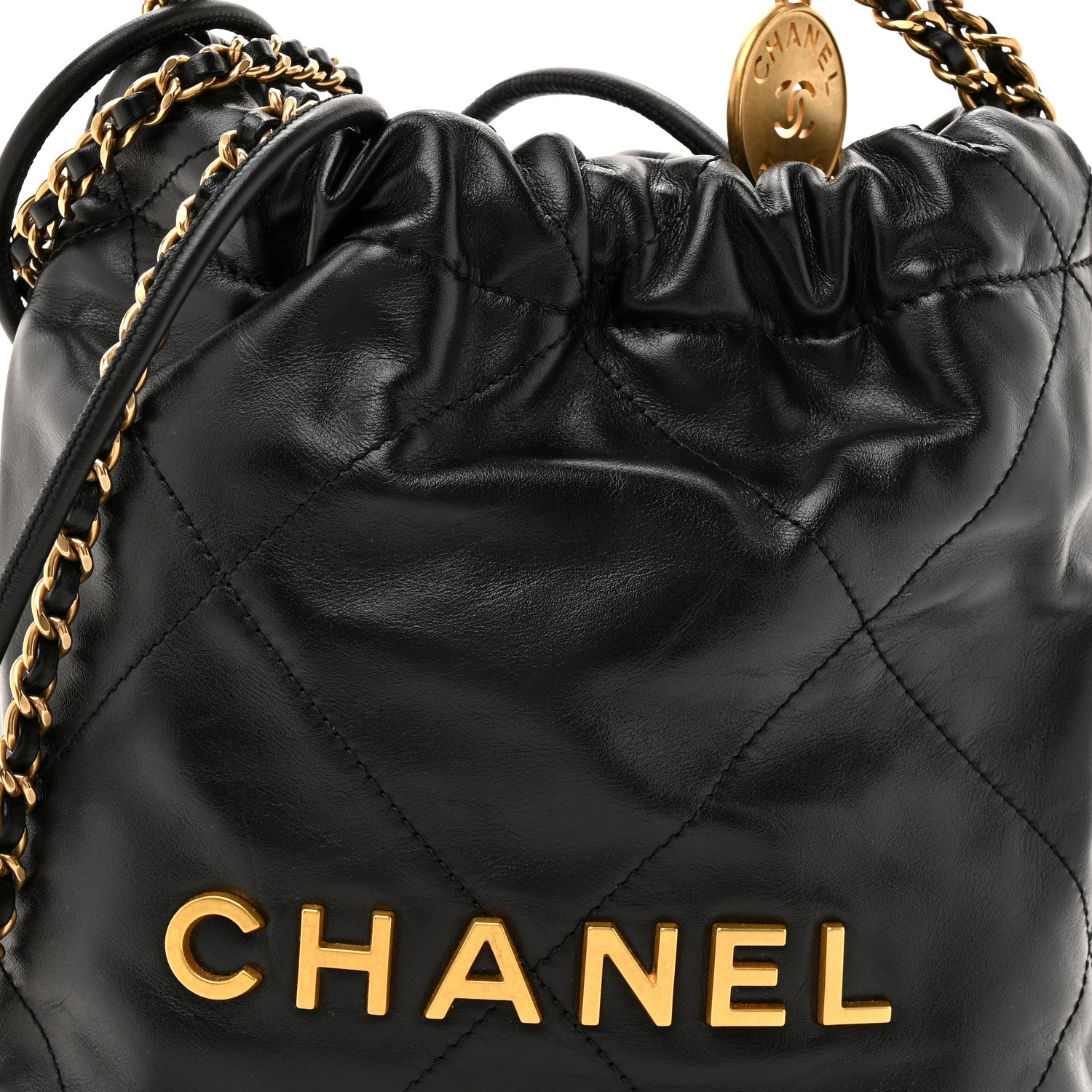 Chanel Shiny Calfskin Quilted Mini Chanel 22 Black 8 of 10
