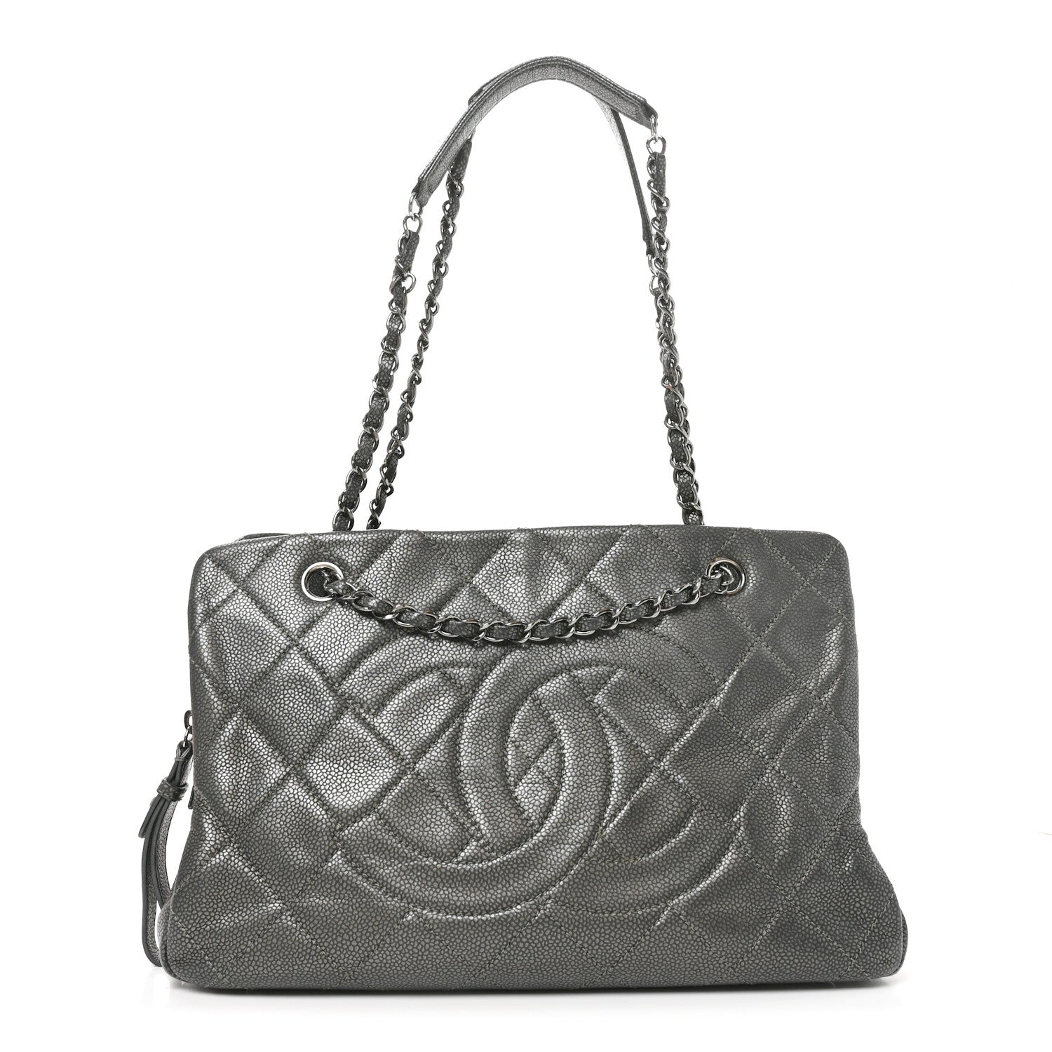 Chanel Metallic Caviar Quilted CC Timeless Soft Tote Dark Silver 1 of 11