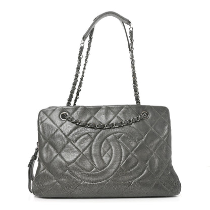 Chanel Metallic Caviar Quilted CC Timeless Soft Tote Dark Silver 1 of 11